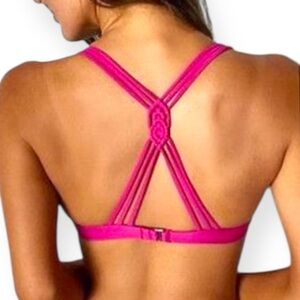 FRANKI’S BIKINI Marina Raspberry Pink Crochet Triangle Bikini Top Size Small